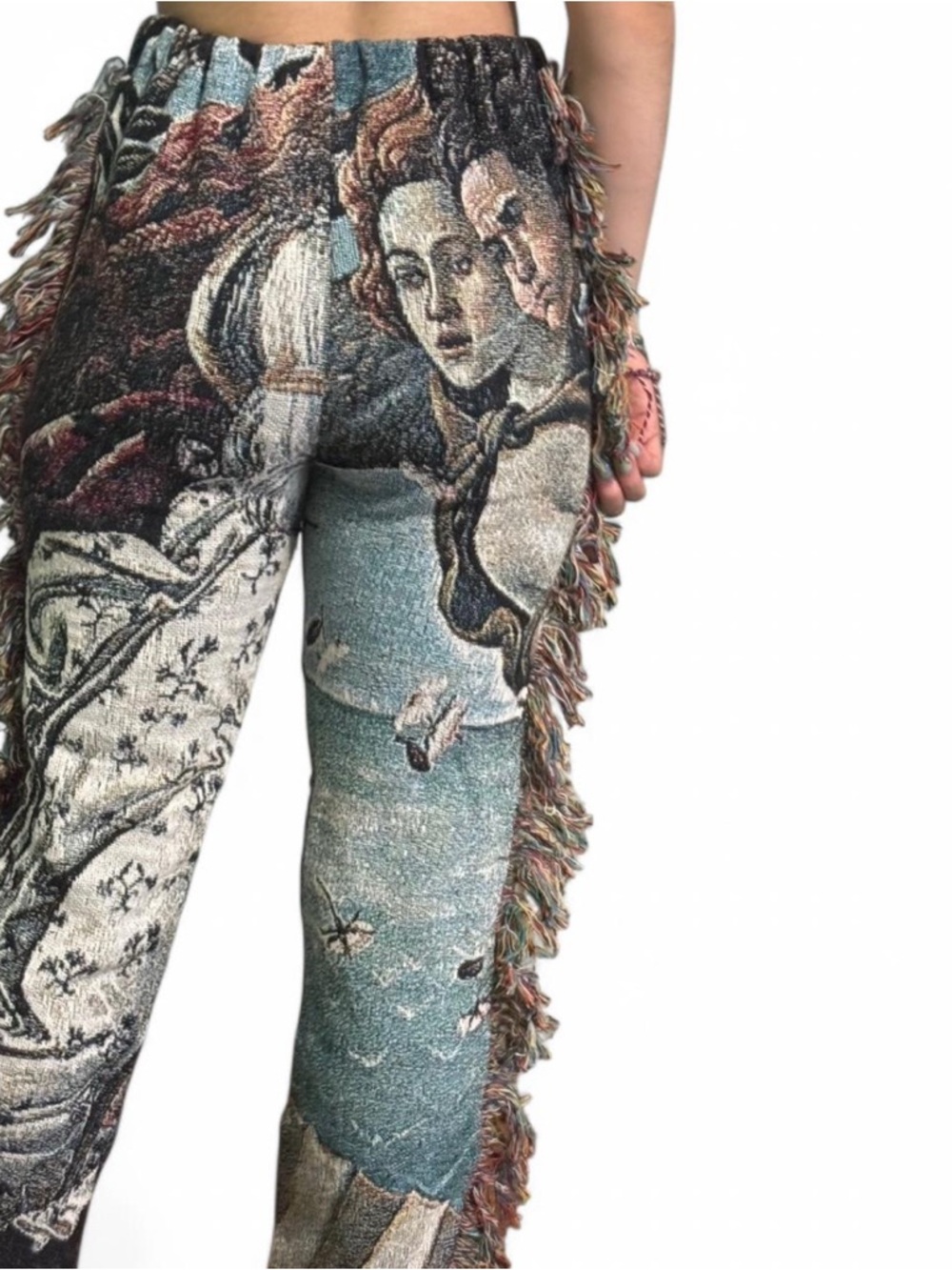 Tapestry Fringe Graphic Pants in Teal & Multi